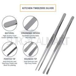 kitchen-tweezer-tongs-set-10-silver-straight-round-features-surgicalmart