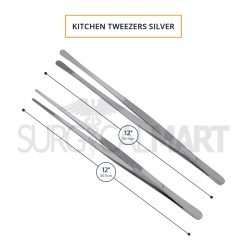 kitchen-tweezer-tongs-set-12-silver-straight-round-tip-size-info-surgicalmart