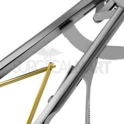 Laparoscopic Needle Holder 5X330mm Curved Jaws 20" V-Type Gold Handle Laparoscopy Surgical Instrument