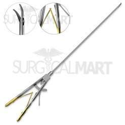 laparoscopic-needle-holder-v-shaped-5x330mm-curved-gold-handle-surgicalmart