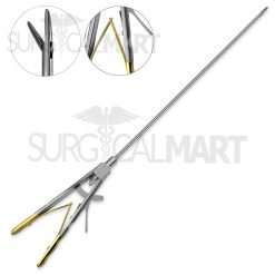 laparoscopic-needle-holder-v-shaped-5x330mm-straight-gold-handle-surgicalmart